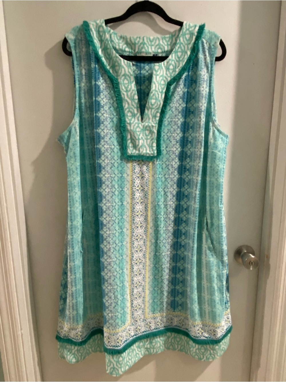 Cabana Life Coastal Cottage Sleeveless Tunic Dress, size 3X